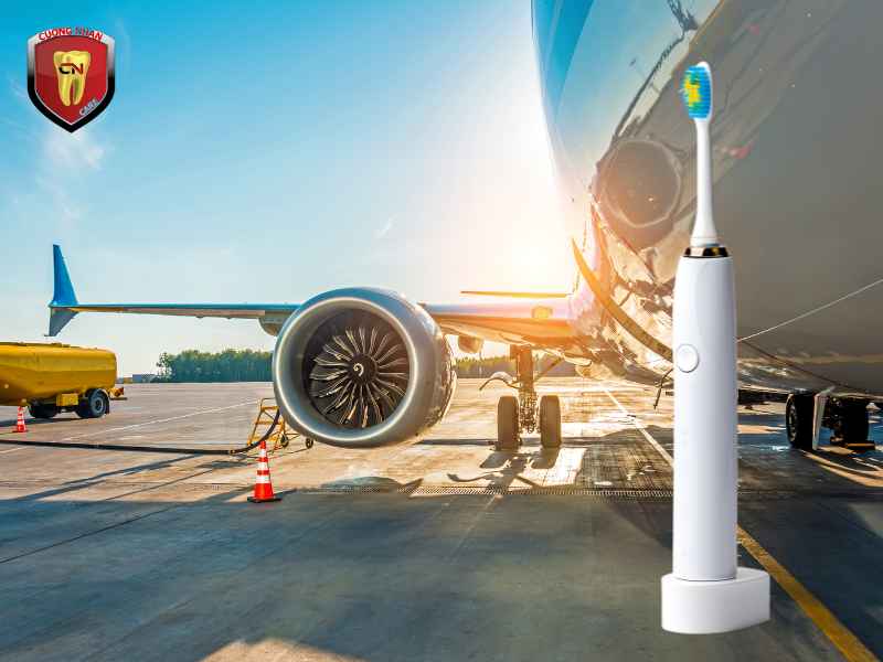 bàn chải điện được mang lên máy bay không